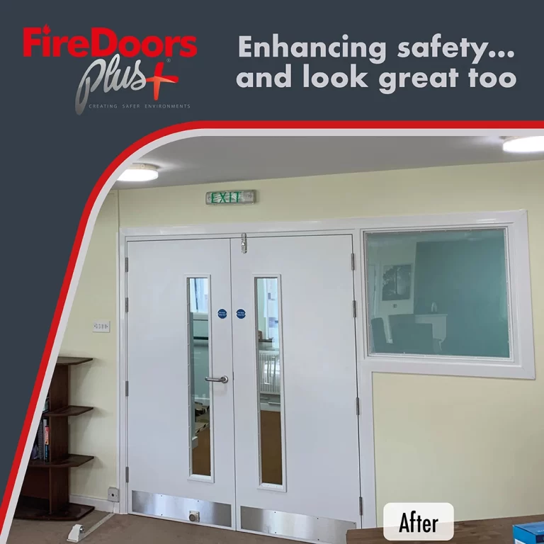 Communal double Fire Door Installation with side screen window