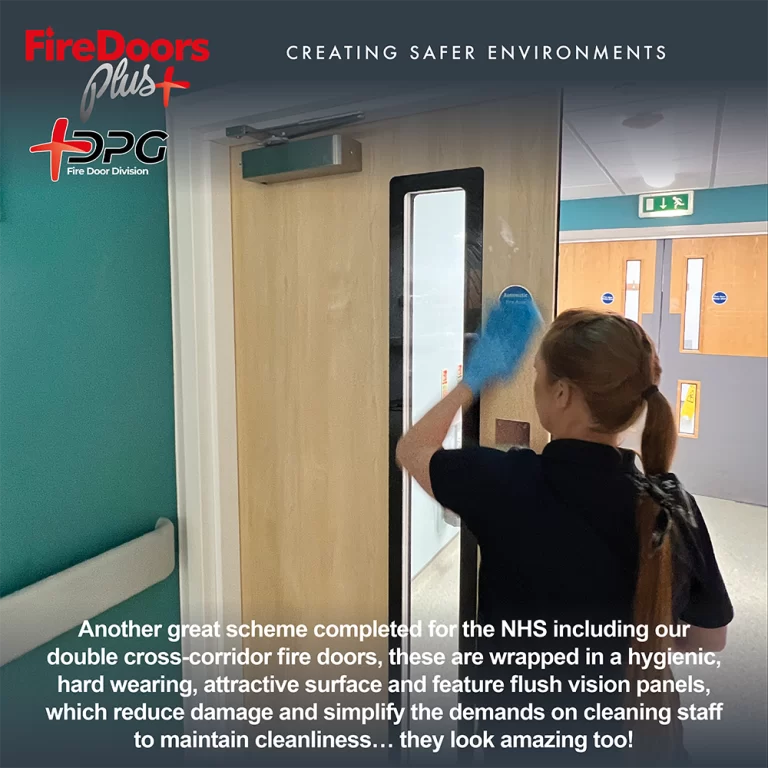 NHS double door being cleaned